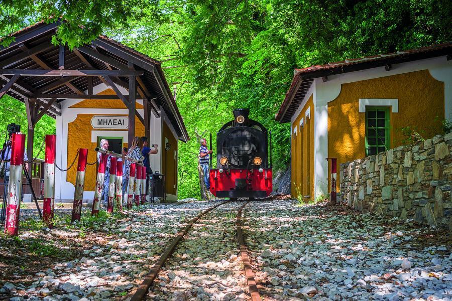 The train at the station of Milies. © Hellenic Train The train station at Milies